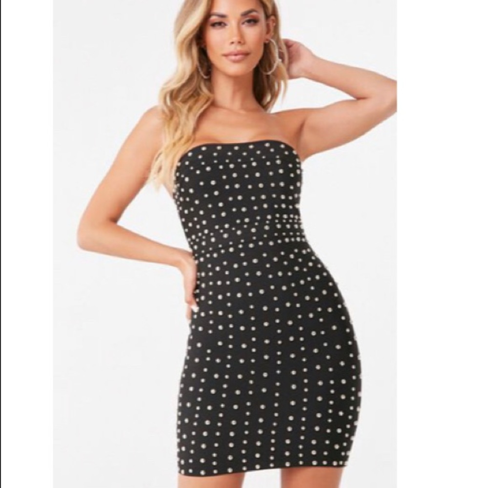 [Forever 21] Studded Black Tube Mini Dress